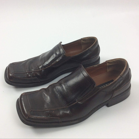 A Cellini Loafers Size 11 Brown Leather Square Toe - Picture 8 of 8